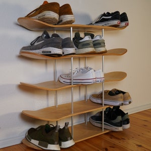 Shoe Rack Made of Skateboards, Skateboarding, Shelf, Hallway