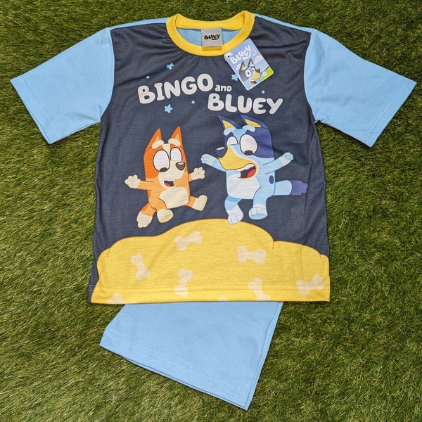 Personalised Bluey and Bingo Childrens shortie pyjamas
