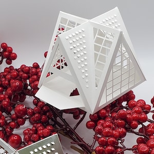 Maison en papier 3D SVG, serre de cabine À cadre en A, ornement et décor de vacances