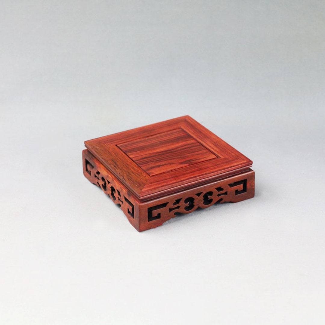 Square Shape Wood Bases Display Stand Art Deco Ornament Openwork ...