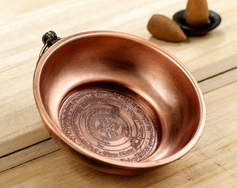 Portable Smoke offering Sur Bowl Shape Incense Powder Burner Mini Size with Handle Copper Alloy Riwo Sangcho