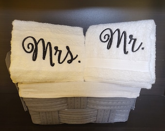 Mr. and Mrs. embriodered towels