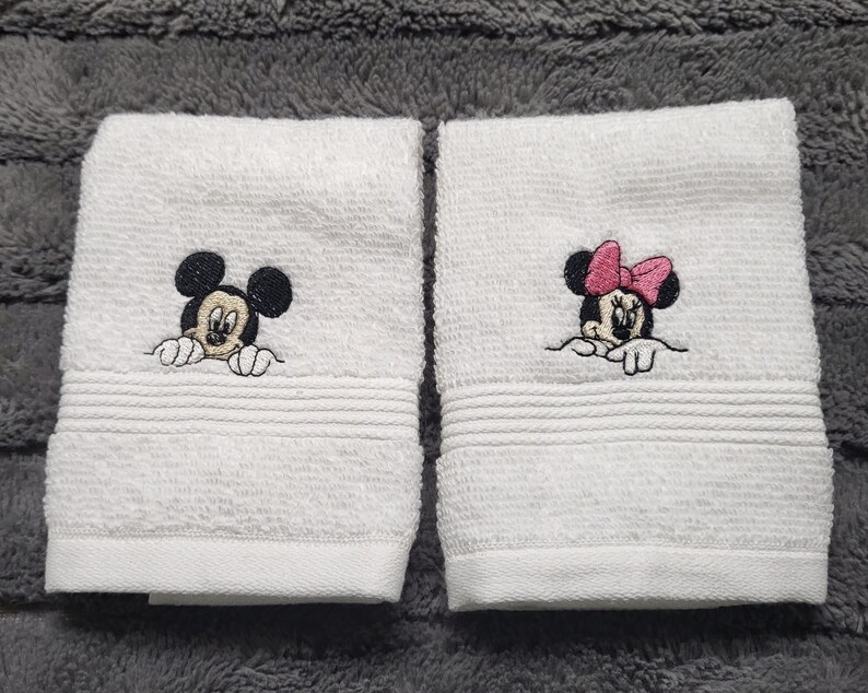 Mickey Mouse and Minnie Mouse Hand Towels Etsy