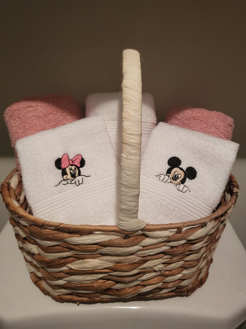 Mickey Mouse and Minnie Mouse Hand Towels Etsy