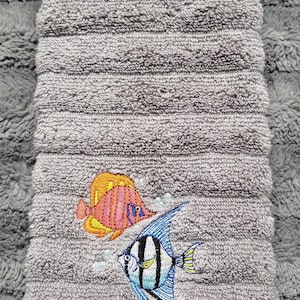 Fish themed bathroom towels
