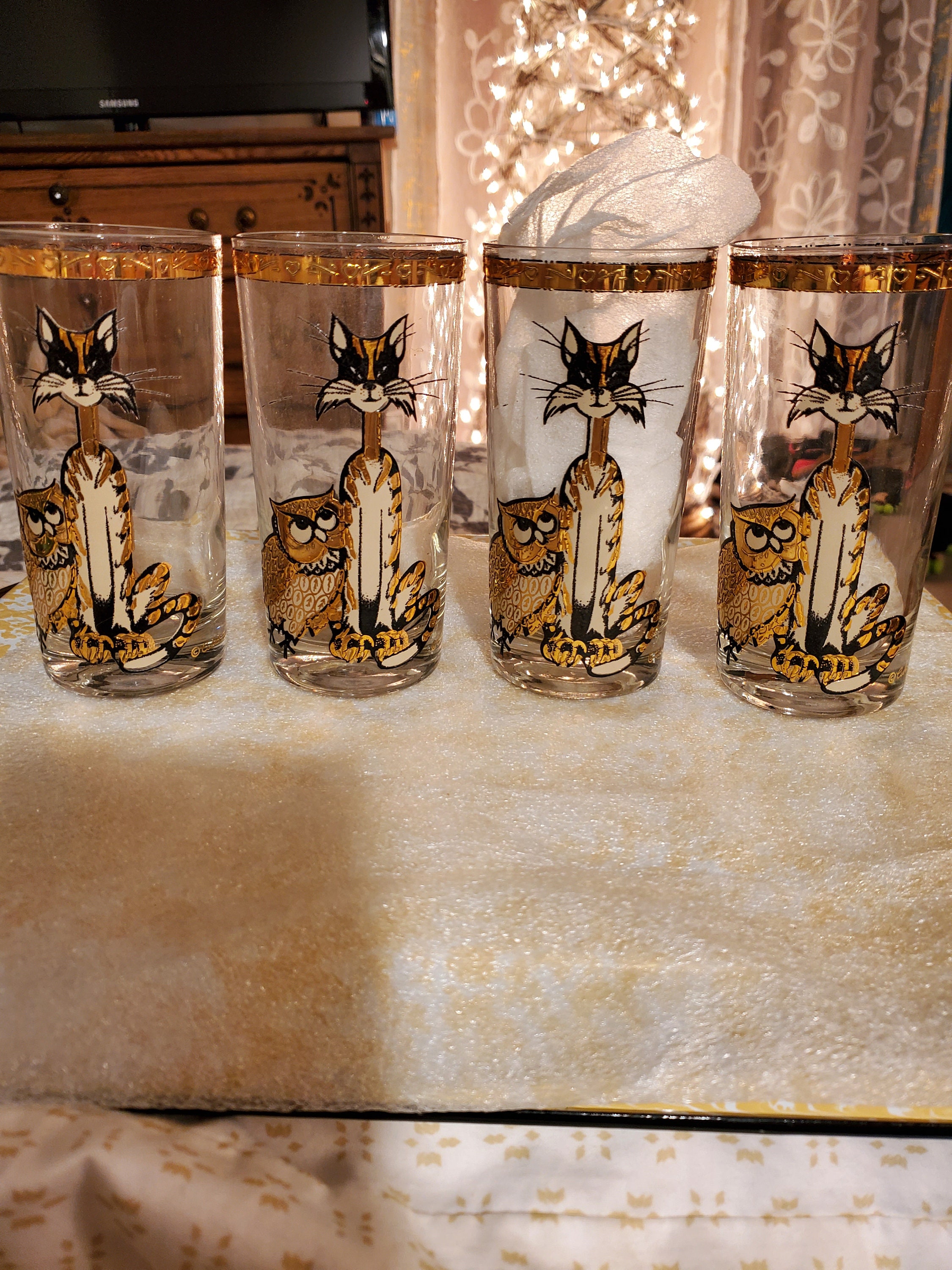 Culver, Signed Vintage Mid-Century Barware, 22K Gilded Gold Owls, High -  Abigail Fox Designs