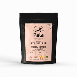 Raw dog food, 100% natural RABBIT, HERRING, SALMON Nordic Pala raw dog food, 400g  high quality, gently air-dried raw pet food, Recipe 4