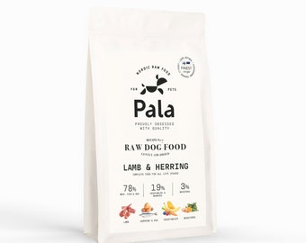 Raw dog food, FREE SHIPPING, 100% natural Lamb, Herring Nordic Pala raw dog food, 1kg high quality, gently air-dried raw pet food, Recipe 7