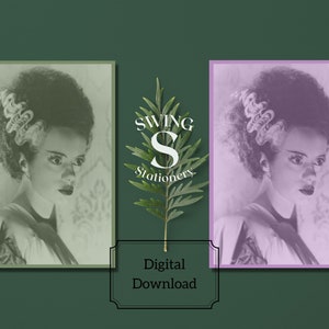 Printable alle Anlässe Karten, The Bride Karten, Frankensteins Braut, 7x5 Karte PDF, Universal Monster Karte, Elsa Lanchester Karte
