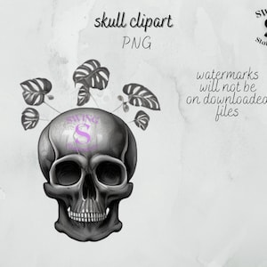 schedel planter png, schedel plant clipart, gotische clipart, zwart-witte schedel, schedel sublimatie, donkere schoonheid clipart, zwart-witte schedel