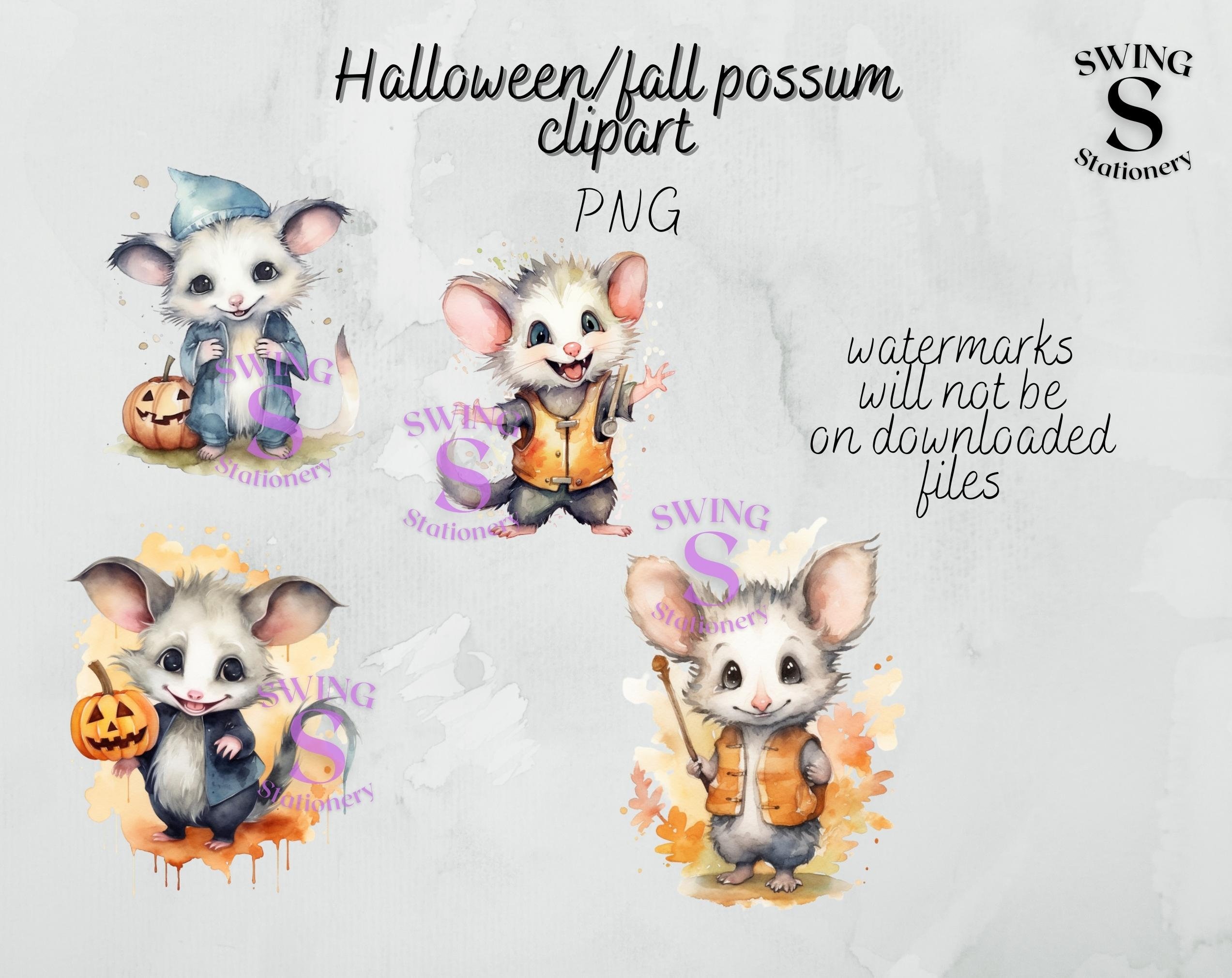 Cute Possum Png, Halloween Possum Clipart, Fall Opossum Clipart