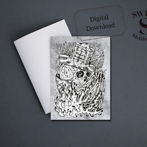 Druckbare Schädel Memento Mori Karte, Todeskarte, okkulte Karte, Halloween druckbar, Schädel druckbar, einzigartige Schädel digitale Karte