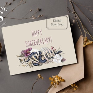 Soberversary printable, sober card, gothic soberversary printable, sober celebration card, inspirational printable, keep it up, proud of you