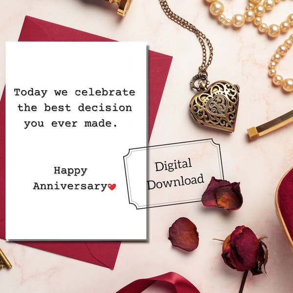 Funny anniversary card, printable DIY card, humorous anniversary printable, non-traditional anniversary card, sarcastic PDF, minimalistic