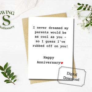 Tarjeta de aniversario para padres, aniversario de padres imprimible, tarjeta de padres geniales, tarjeta de aniversario divertida, aniversario minimalista