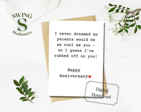 Anniversary Card for Parents Printable Parents Anniversary | Etsy