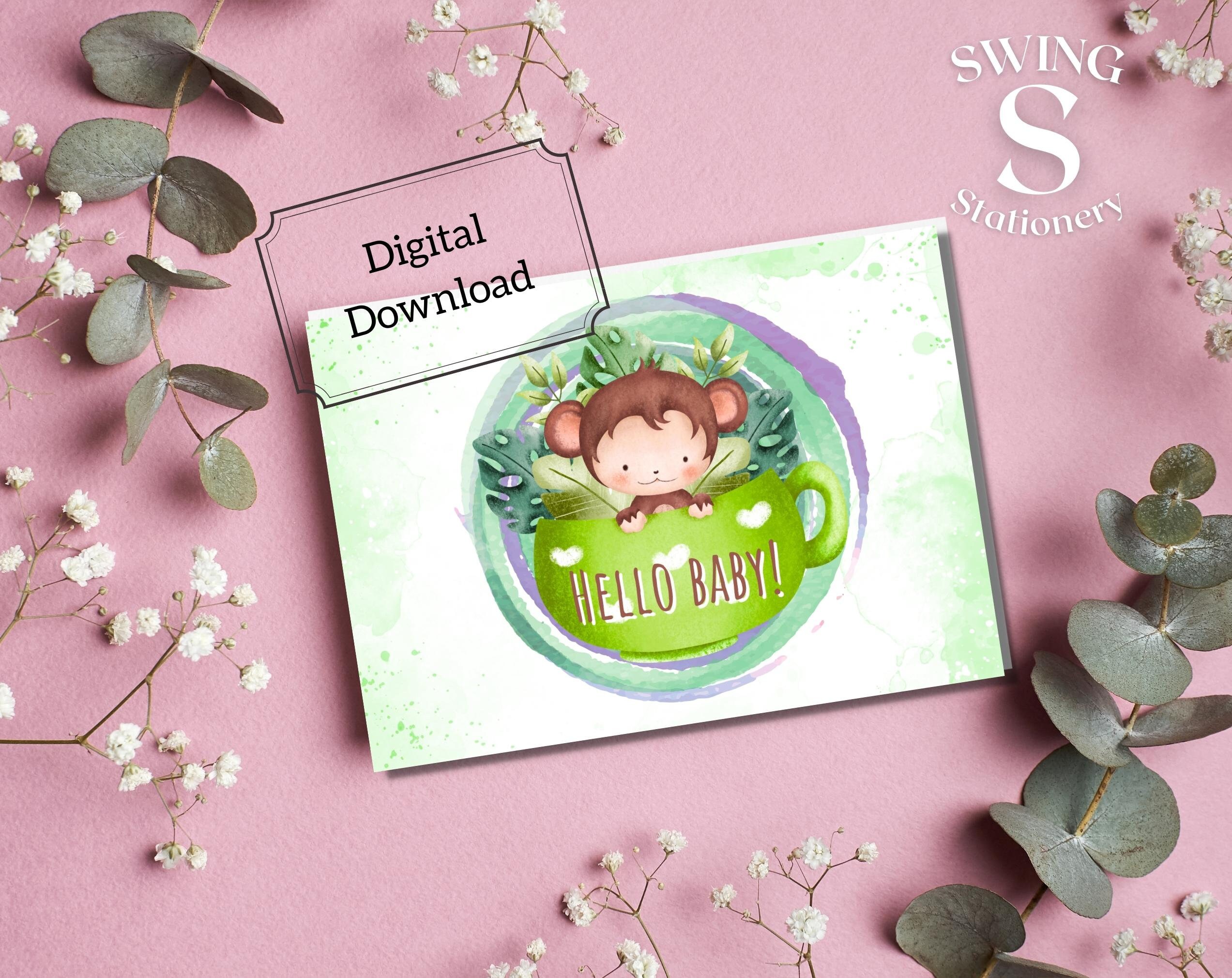 Welcome Baby Printable Card, Baby Shower Card, New Baby Card, Baby ...