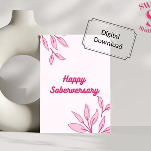Soberversary imprimable, carte de sobriété imprimable rose, carte de célébration sobre, imprimable inspirant, continuez comme ça, fier de vous