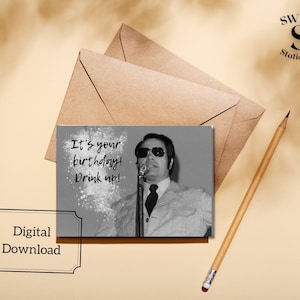 Carte d'anniversaire drôle imprimable, buvez c'est votre anniversaire, carte d'anniversaire sarcastique, carte PDF 5x7, carte d'anniversaire Jim Jones, anniversaire culte