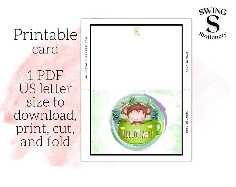 Welcome Baby Printable Card, Baby Shower Card, New Baby Card, Baby ...