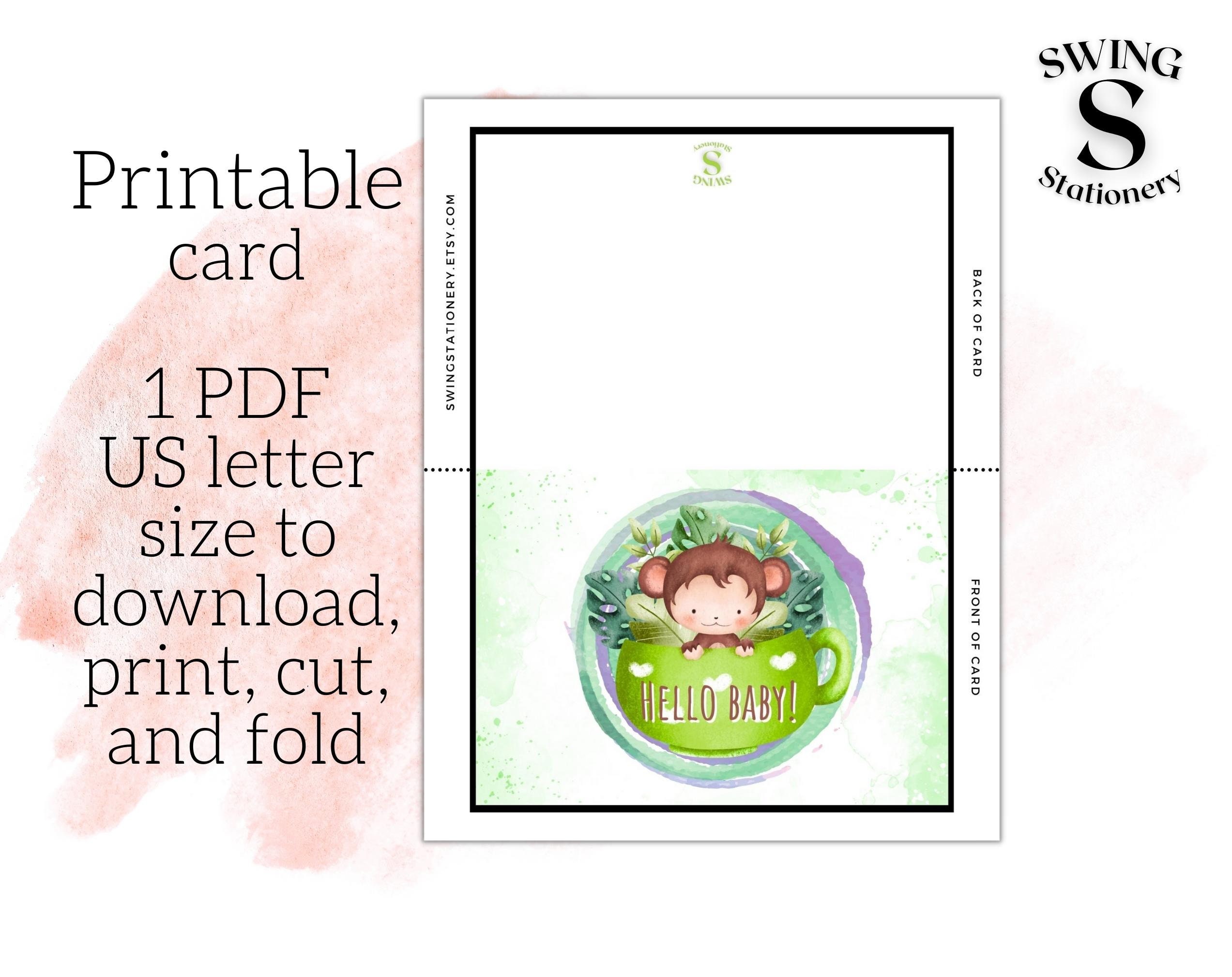 Welcome Baby Printable Card, Baby Shower Card, New Baby Card, Baby ...