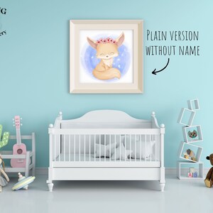 Fennec fox nursery decor - fox nursery art - baby animal printable - cute nursery wall art - nursery printable art, square printable