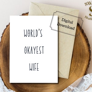 Lustige Geburtstagskarte für Frauen, die okayste Frau der Welt, Geburtstagskarte, lustige druckbare Karte, sarkastische Frau, digitaler Download