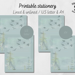 Evergreen printable writing paper, evergreen notepaper, evergreen stationery, evergreen stationary, evergreen paper US letter and A4 PDF