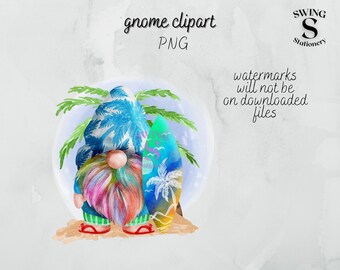 gnome png, surfing gnome, tropical gnome, gnome clipart, gnome sublimation, summertime gnome, beach gnome, surf's up gnome, ocean gnome