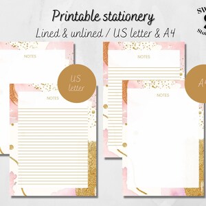 abstraktes druckbares Briefpapier, glitzerndes pastellfarbenes Notizpapier zum Herunterladen, abstraktes Briefpapier druckbares pastellfarbenes Notizpapier, US und A4 PDF
