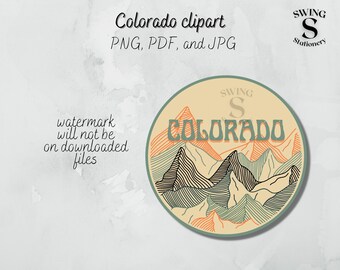 Imágenes prediseñadas de montaña de Colorado, sublimación de montaña, montañas de CO, montaña de aspecto retro png, imagen de escena de montaña, diseño de Colorado imprimible 1