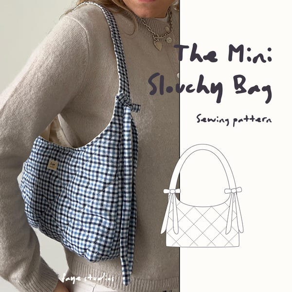 Mini Slouchy Bow Bag Schnittmuster PDF, Anfänger-freundliche Schultertasche Tutorial