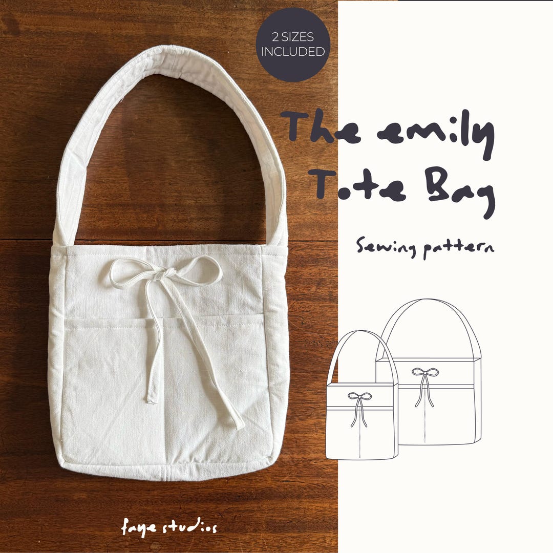 Beginner Everyday Tote Bag Sewing Pattern PDF, Cute Bow Shoulder Bag ...