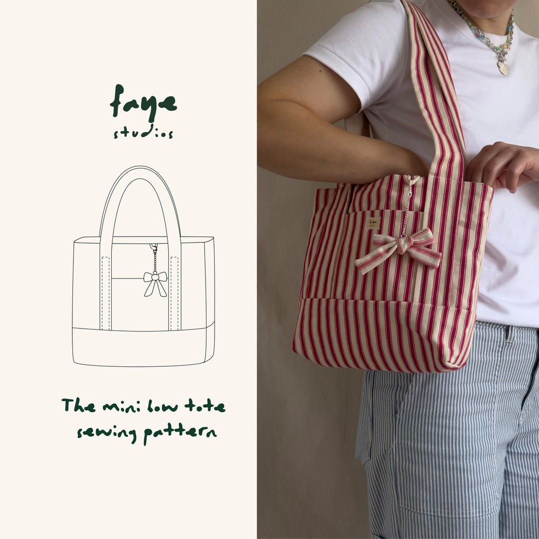 Mini Bow Tote Bag Sewing Pattern: Beginner-friendly PDF With Video ...