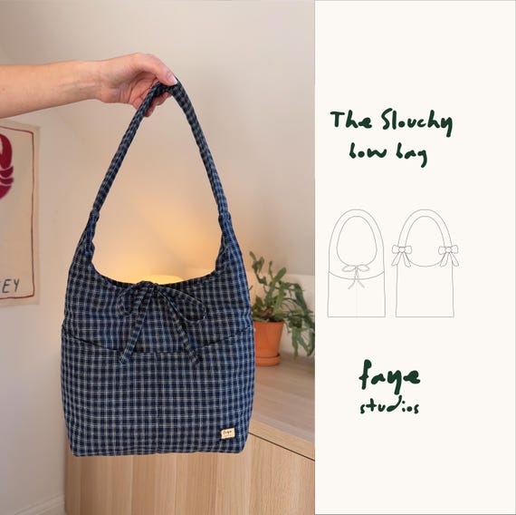 Slouchy Bow Bag Sewing Pattern: Beginner Shoulder Bag with Video Tutorial (PDF)