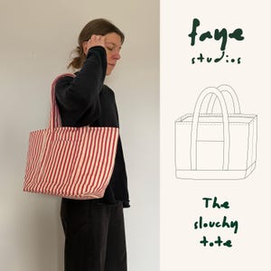 The Slouchy Tote Sewing Pattern: Tote Bag with Zip, Video Tutorial (Digital Download)