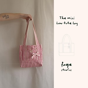 Mini modello di borsa tote con fiocco: PDF per principianti con tutorial video