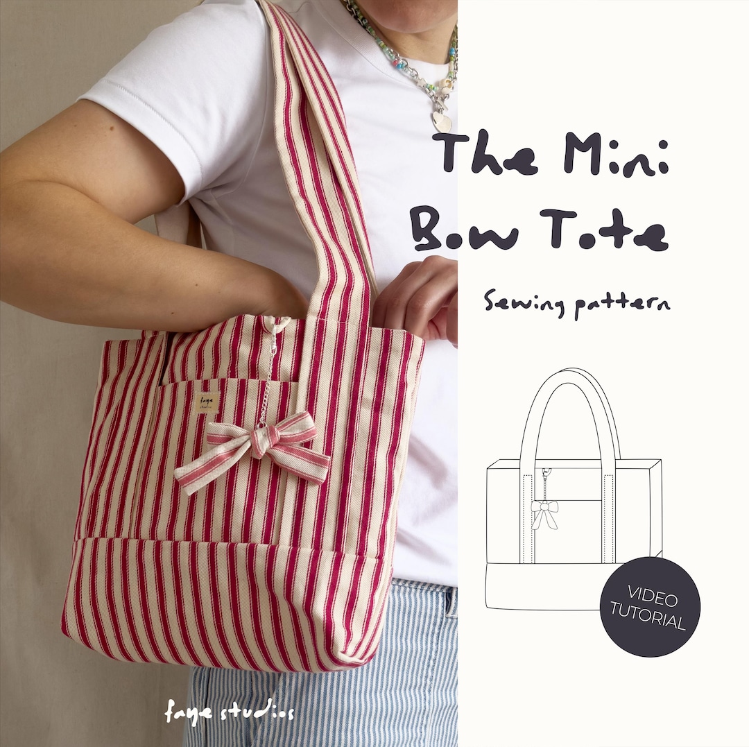 Mini Bow Tote Bag Sewing Pattern: Beginner-friendly PDF With Video ...