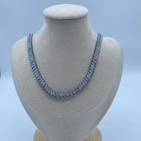 5mm width 16 inch length Tennis Necklace Choker, Diamond Tennis Chain, CZ Necklace, Crystal Necklace, Mother's Day Gift, Cubic Zirconia