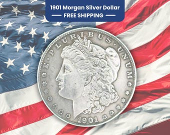 1901 Morgan Silver Dollar Reproduction Coin With Coin Case | U.S. Silver Dollar | Historic Collectible Vintage Commemorative Morgan Dollar