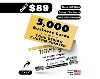 5000 Business Cards | Custom Business Card Printing | 16pt Thick Cardstock | Glossy or Matte Finish | Custom Logo Cards | Custom Printing