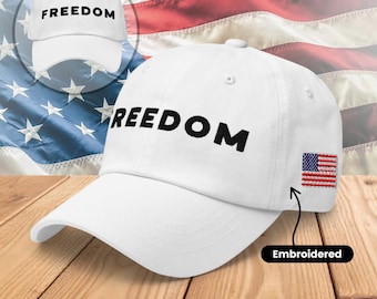 Charlie Kirk White Freedom Cap Embroidered Flag Freedom Charlie Cap, Charlie USA Cap, Embroidered Charlie Kirk Cap,Freedom Cap,Yupoong 6245