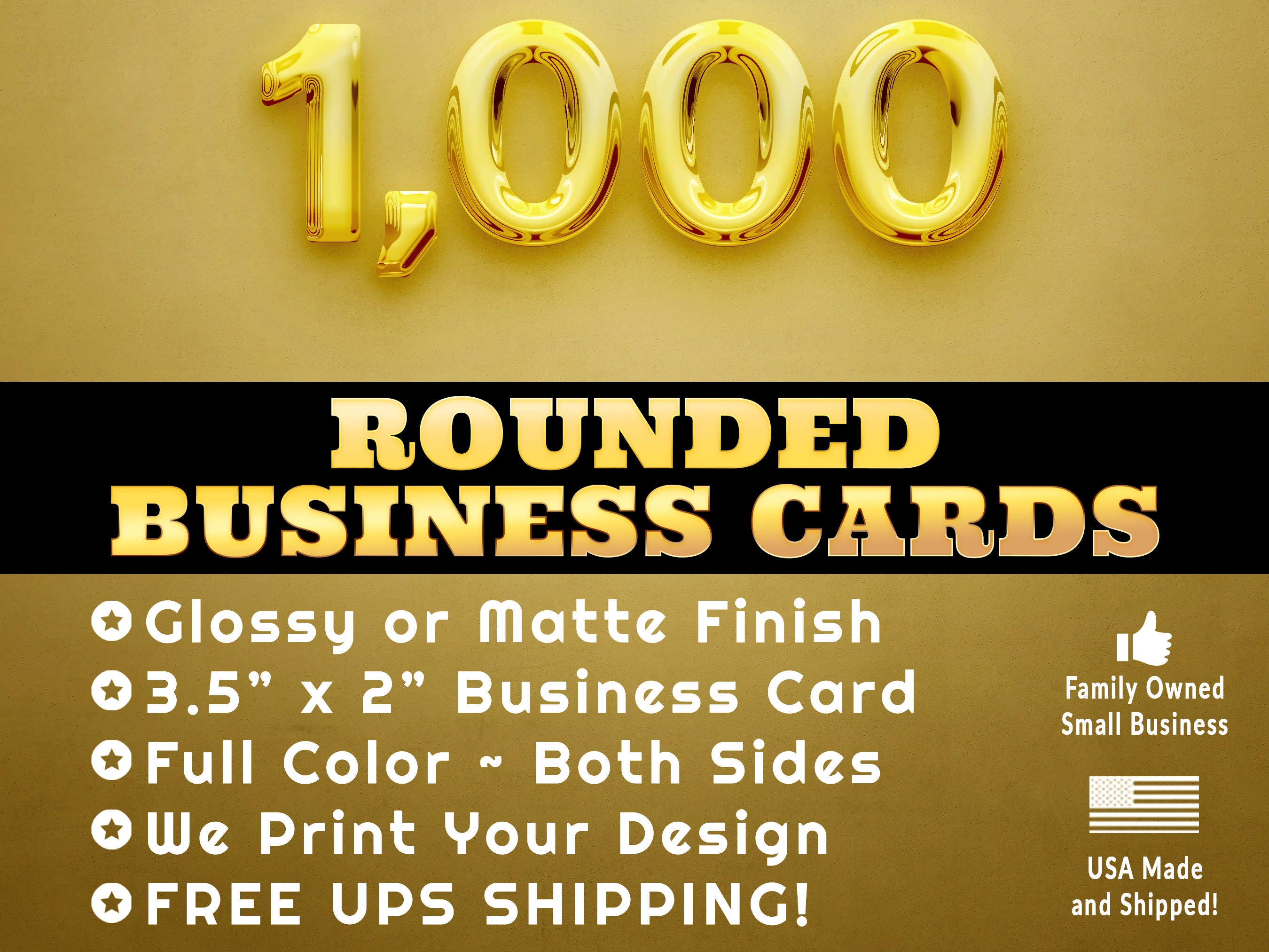 1000 Rounded Business Cards Printed Full Color Both Sides Etsy