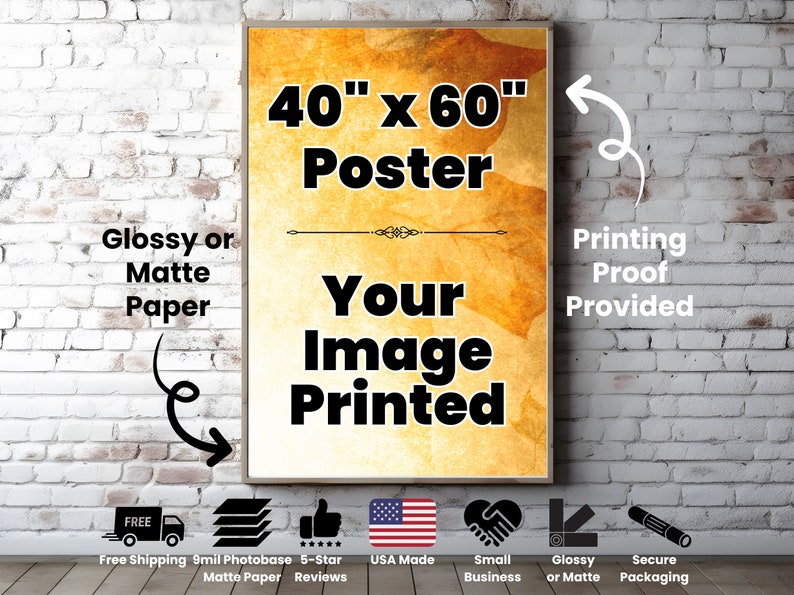 40x60 Custom Printed Poster, Printed Wall Art, Posters Printed, Personlized Posters Printed, Extra Large Poster Printed, Printing Service image 1