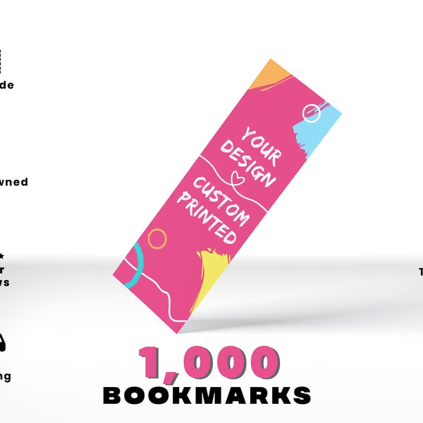 1000 2" x 8" Bookmarks Printed | Thick 16pt Premium Matte Stock | Full Color Both Sides | Glossy Coated or Matte Finish | FREE Shipping