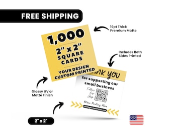 2"x2" Square Business Cards Printed, 1000 Full Color Cards, Glossy or Matte Square Cards, Custom Printed Square Cards, Square Business Cards