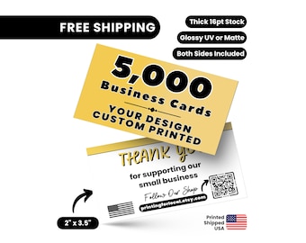 5000 Business Cards | Custom Business Card Printing | 16pt Thick Cardstock | Glossy or Matte Finish | Custom Logo Cards | Custom Printing