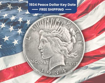 1934 Peace Dollar Coin Rare | High Relief Peace Dollar | Silver Plated Collectible | US Coin | USA Seller and Free Shipping
