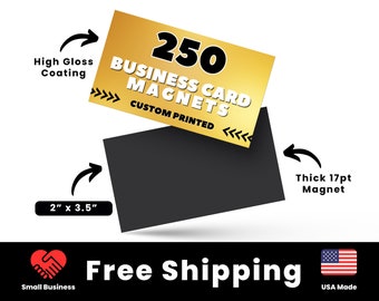 250 Magnetic Business Cards Printed, Custom Printed Business Card Magnets, High Glossy Magnet Business Cards, Custom Magnets Printed, Cards