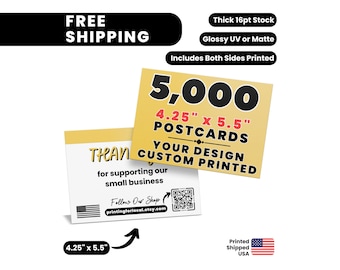 5,000 Custom Printed Postcards, 16pt Glossy or Matte 4.25 x 5.5 Postcard Printing. Realtor Postcard Invitation, Business Postcard Printing
